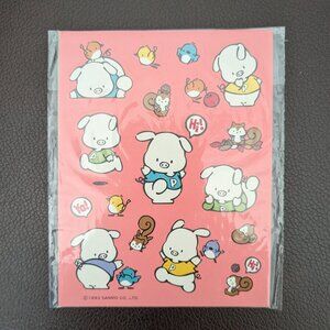 Vintage 1993 Sanrio Zashikibuta Pippo Pig pink sticker sheet - New